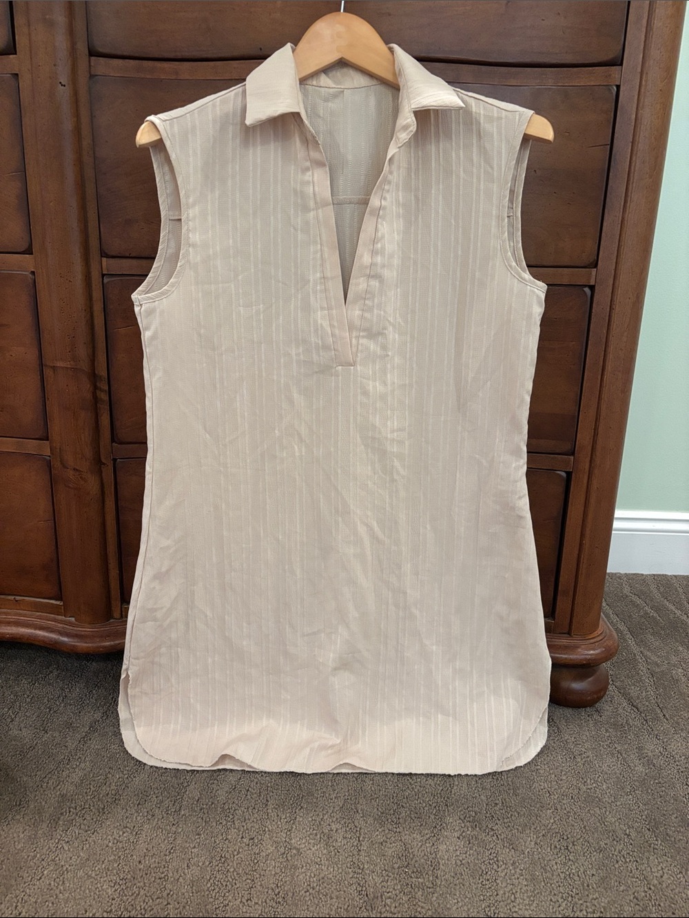 SHEIN Cream Sleeveless Collared Swim Coverup